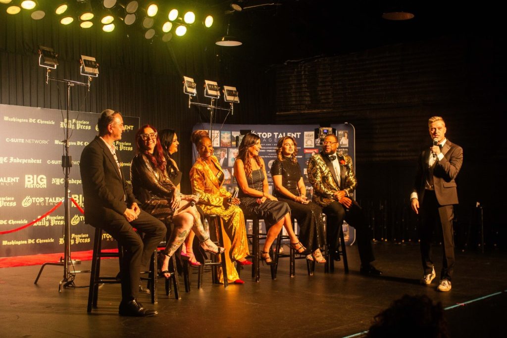 Left to right: Ashkan Tabibnia, Dani Wallace, Karla Sandoval, Lisa Nichols, Lisa Johnson, Isabel Donadio, Roosevelt Williams III, David Fagan. (Photo credit David Cunningham)