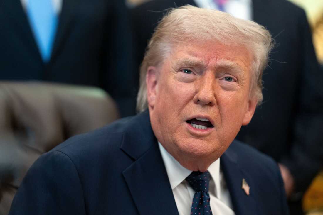 President Trump speaks during an event on health care affordability in the Oval Office at the White House on Thursday in Washington.
