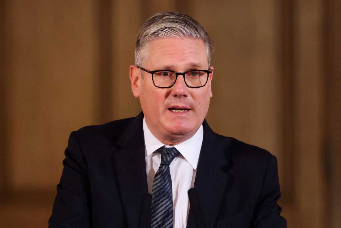 Britain's Prime Minister Keir Starmer speaks, during a meeting with leaders from across society to discuss tackling antisemitism, at Downing Street in London, Tuesday, May 5, 2026.