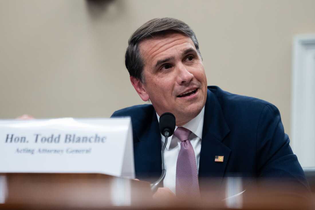 Acting Attorney General Todd Blanche testifies before the House Appropriations Committee, Tuesday, June 2, 2026 in Washington.