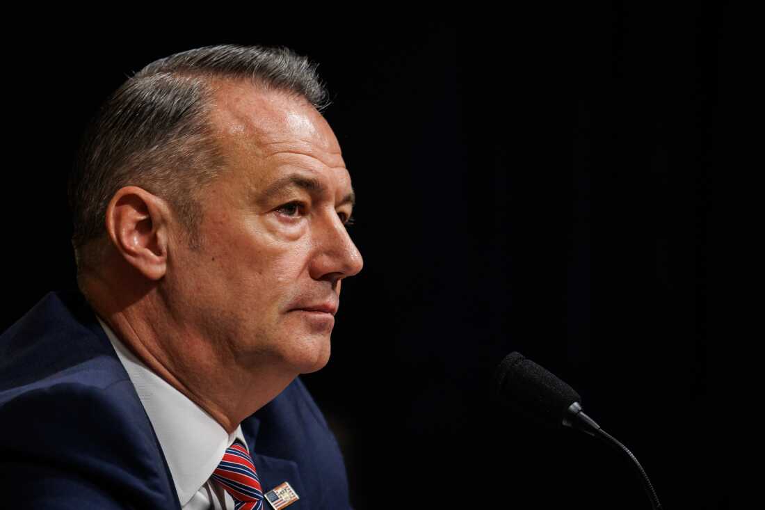 Then acting Director of U.S. Immigration and Customs Enforcement (ICE) Todd Lyons testifies during a House Homeland Security Committee hearing on February 10, 2026 in Washington, DC.
